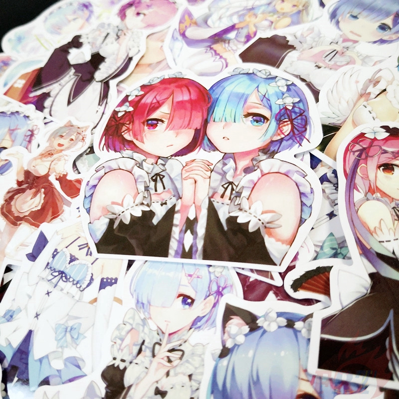 ❉ Re:Zero Series 02 - Anime Cartoon Rem Ram Emilia Stickers ❉ 50Pcs/Set DIY Fashion Mixed Waterproof Doodle Decals Stickers