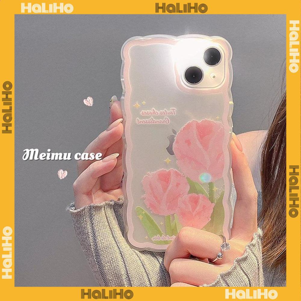 iPhone Case Silicone Soft Case Clear Case Wave Airbag Shockproof Camera Cover Protection Pink Flower Compatible For iPhone 11 iPhone 13 Pro Max iPhone 12 Pro Max iPhone 7 Plus xr