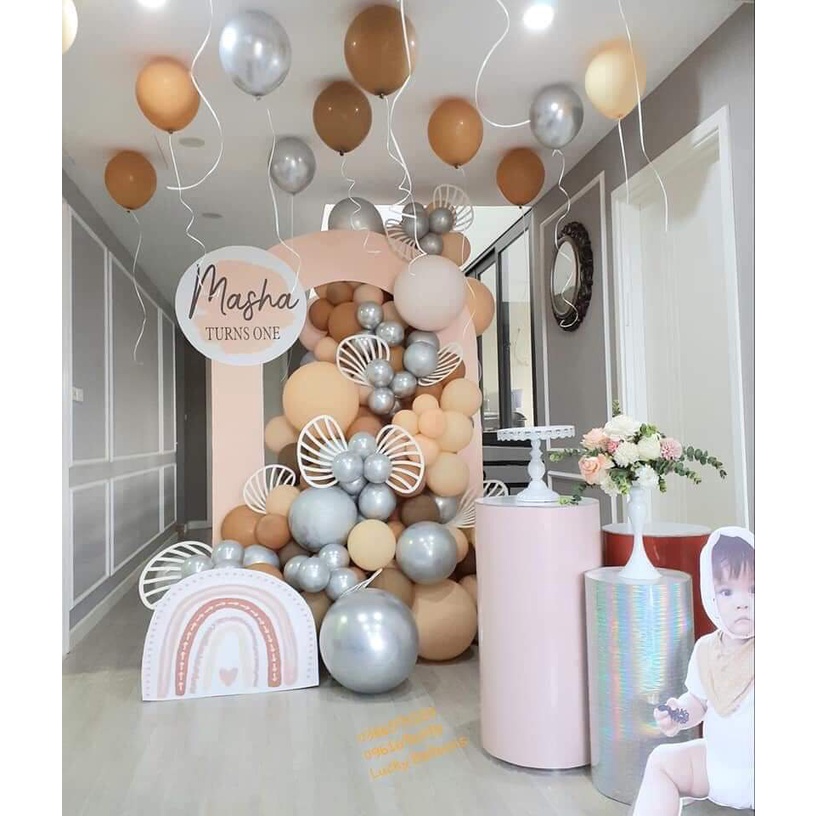 Bóng Tròn Tông Màu Nâu Tây Size 10&quot; Trang Trí Sinh Nhật Party - Kem Shop K110