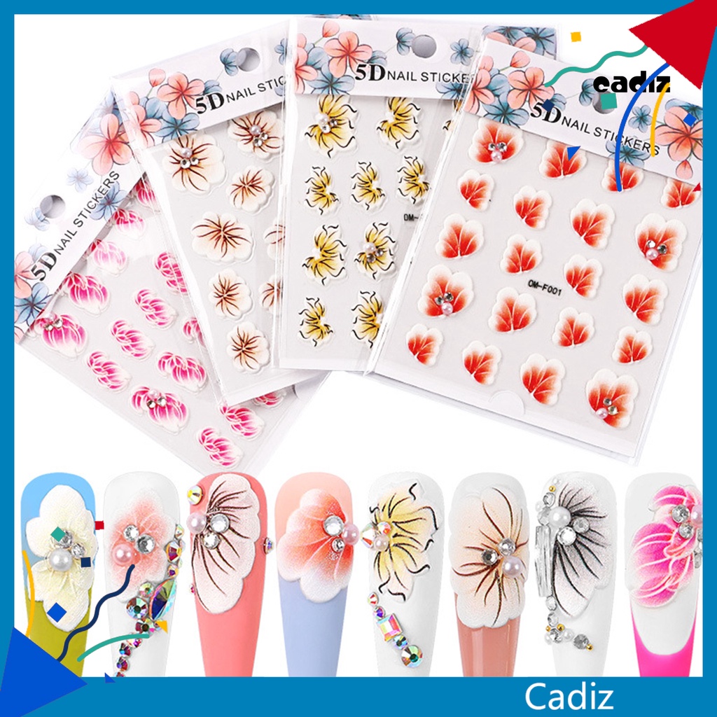 Miếng Dán Trang Trí Móng Tay Hình Hoa 5D DIY