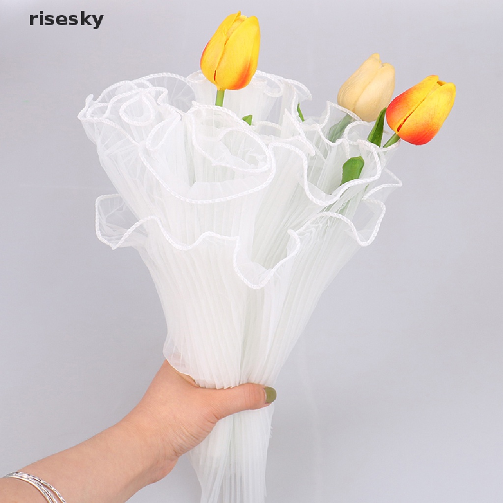 [risesky] Bó Hoa Cưới Vải Lưới Xếp Ly Gợn Sóng Thủ Công ♨Trên đó