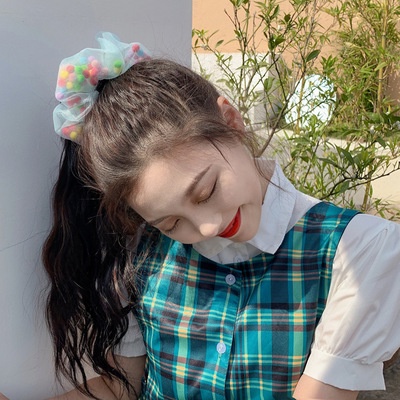Buộc Tóc Nữ Hạt Bông Bi Vải Phong Cách Hàn Quốc