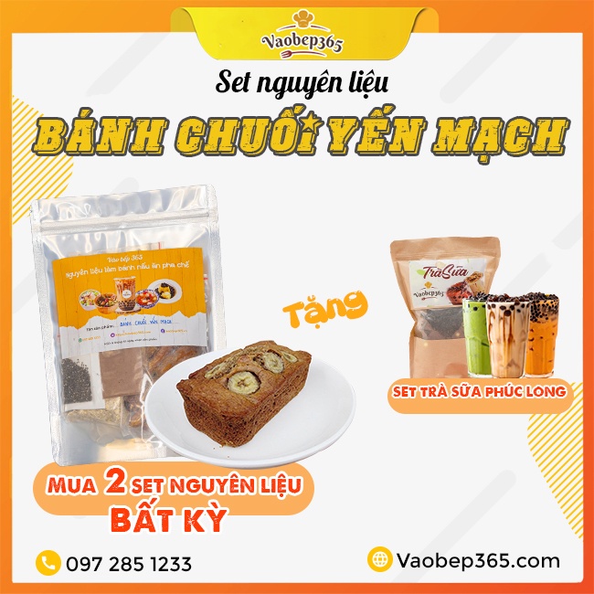 Set Nguyên Liệu Làm Bánh Chuối Yến Mạch, món ăn đứng đầu thực đơn Eat Clean 700gr Vaobep365