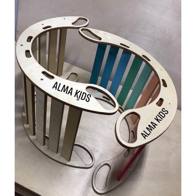 Đồ Chơi Bập Bênh Cầu Vồng Bằng Gỗ Đa Năng Cho Bé