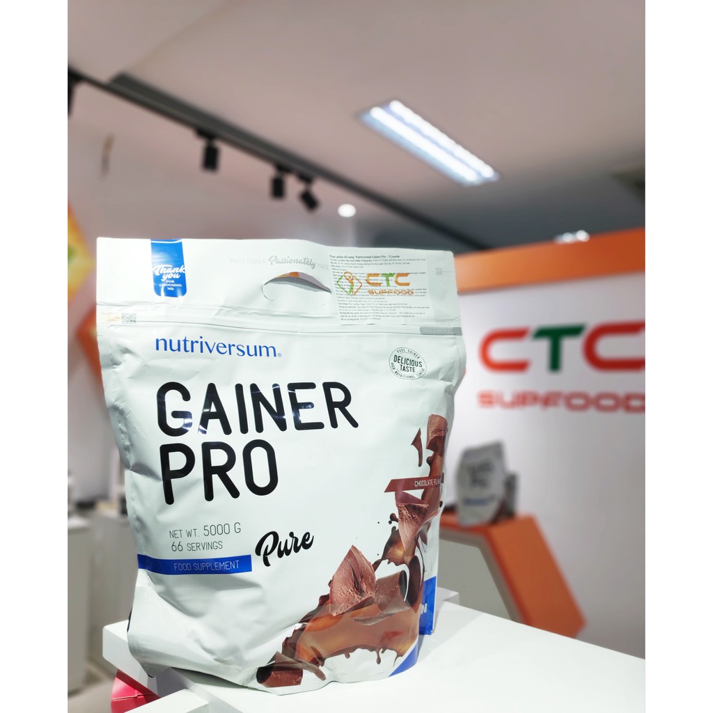 GAINER PRO NUTRIVERSUM_ MASS GAINER HÀM LƯỢNG CỰC CAO WHEY PROTEIN & CREATINE_ 5000G/66 LẦN DÙNG