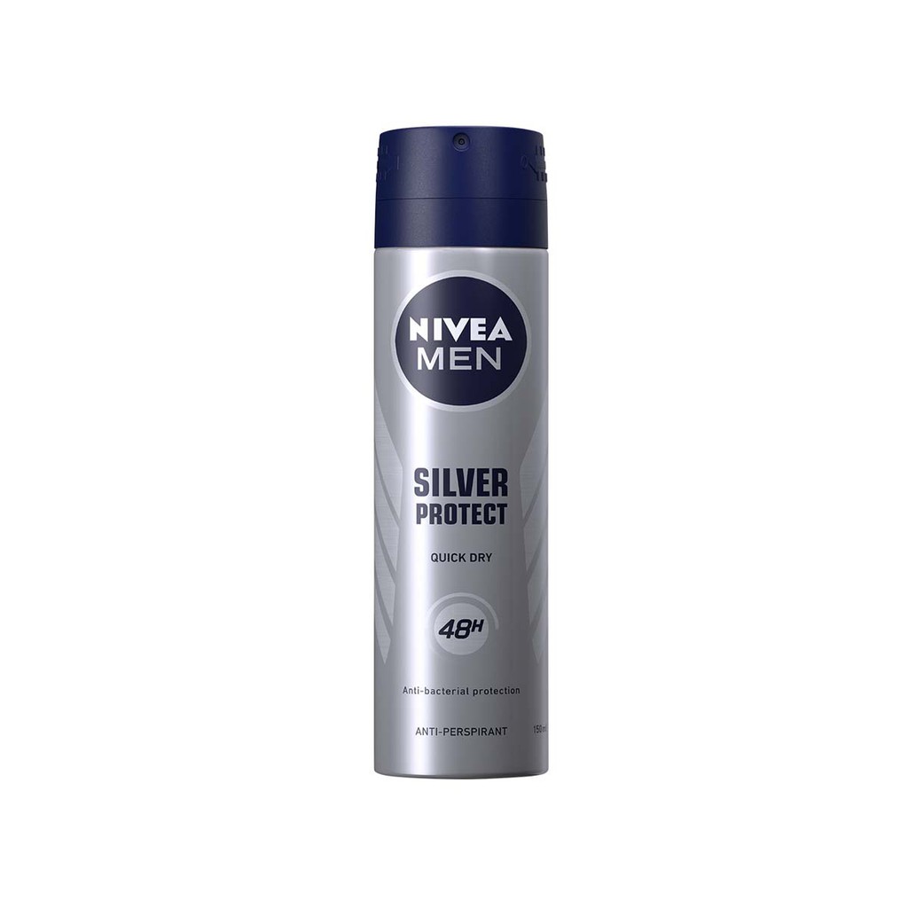 Xịt Khử Mùi Cho Nam Phân Tử Bạc Kháng Khuẩn Nivea Men Silver Protect 48H 150ml