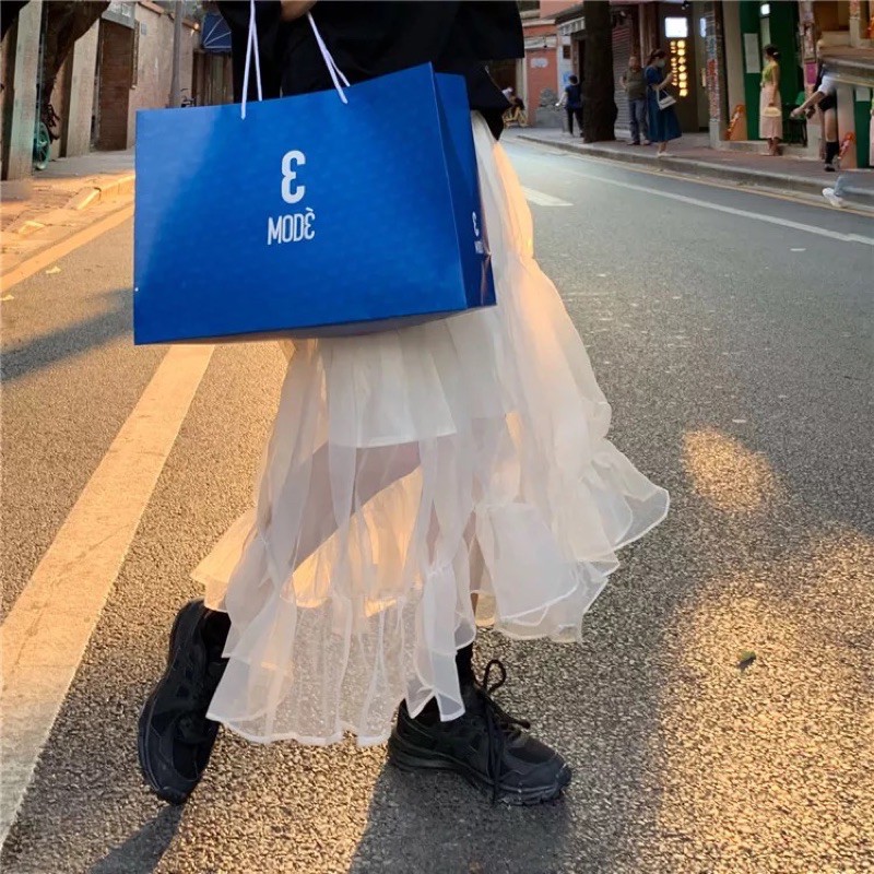 Chân váy voan kính nhún 3 tầng