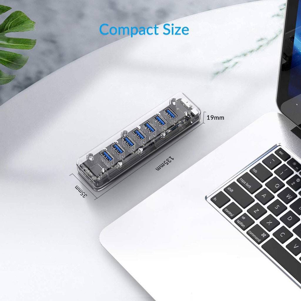 Hub chia 7 cổng USB 3.0 Orico F4U-U3 / F7U-U3-CR TRANSPARENT  Tốc độ truyền 5Gbp Loại trong suốt