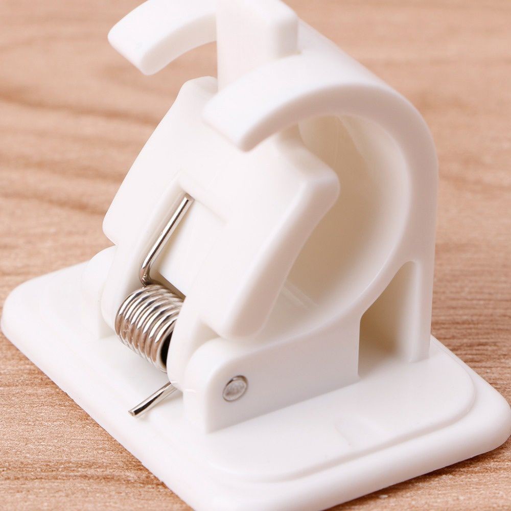 Set 2 kẹp nhựa cố định thanh treo rèm cửa tự dán tiện dụng