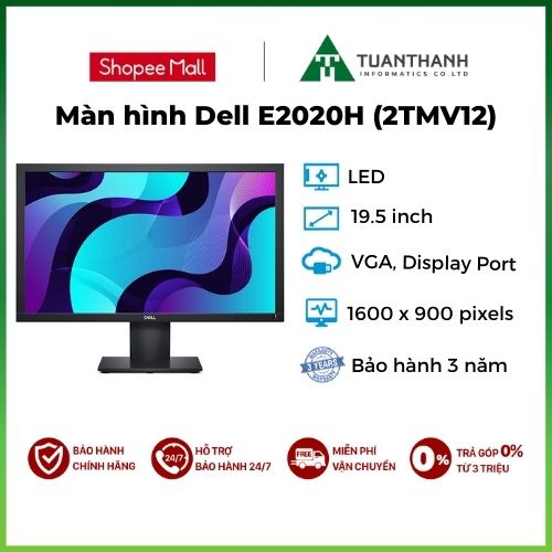 Màn hình Dell E2020H (2TMV12) 19.5 inch | (1600X900) | VGA | Display Port | LED | Đen