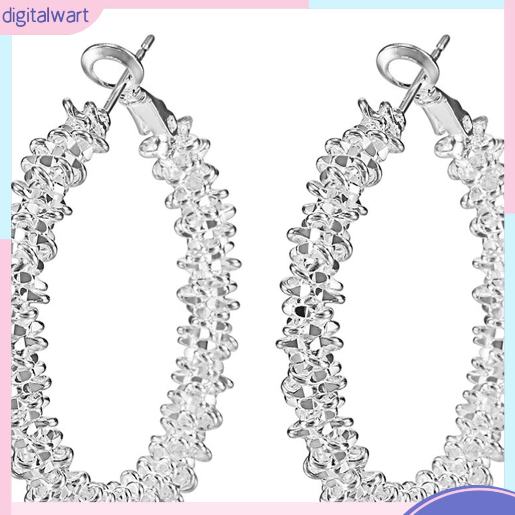 Đôi bông tai khoen tròn mạ bạc thời trang nữ