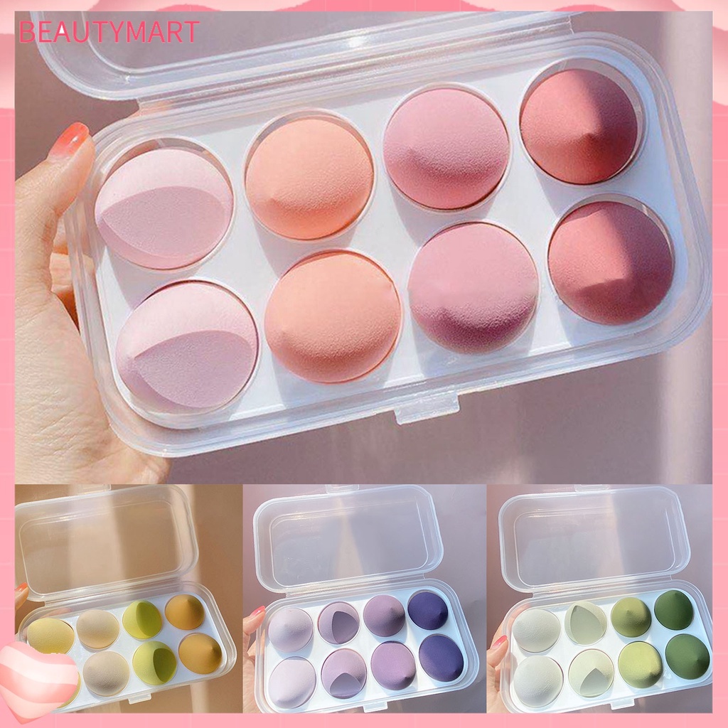 Set 8 Mút Trang Điểm Hình Giọt Nước Không Biến Dạng Khô Và Ướt Cho Nữ