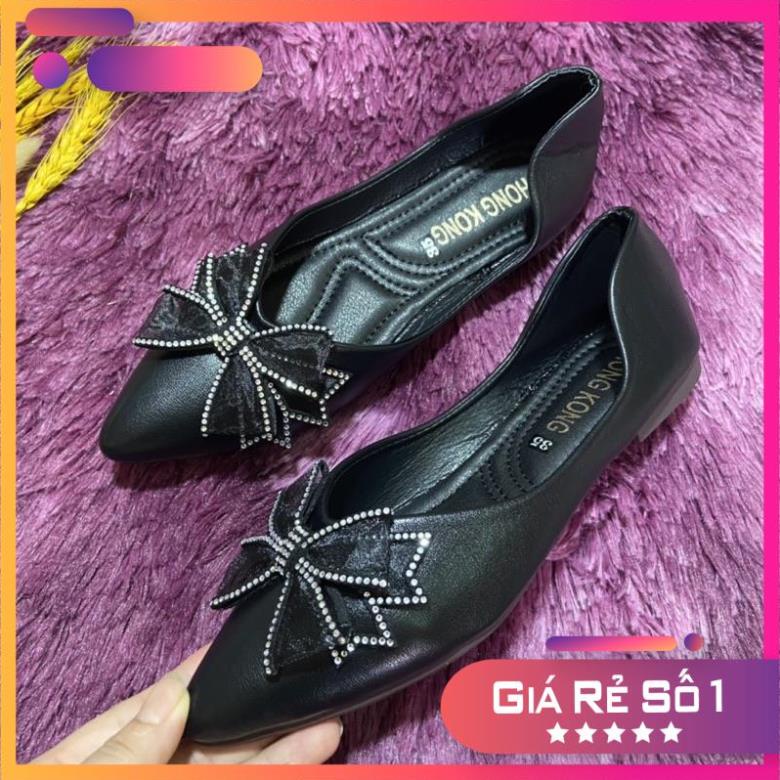 Giày bệt nữ/giày búp bê nữ PUNSHOES phong cách Hàn Quốc kèm nơ đá xinh xắn.(FREESHIP-ẢNH TỰ CHỤP)