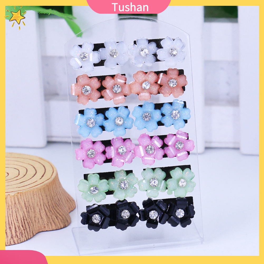12 đôi bông tai hoa đính đá nữ tính