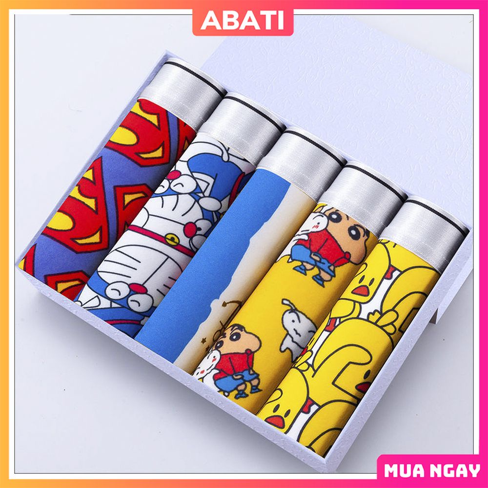 Quần sịp đùi nam in hình thun lạnh boxer hoạt hình ngộ nghĩnh dễ thương doremon co dãn 4 chiều thoáng mát cao cấp ABATI