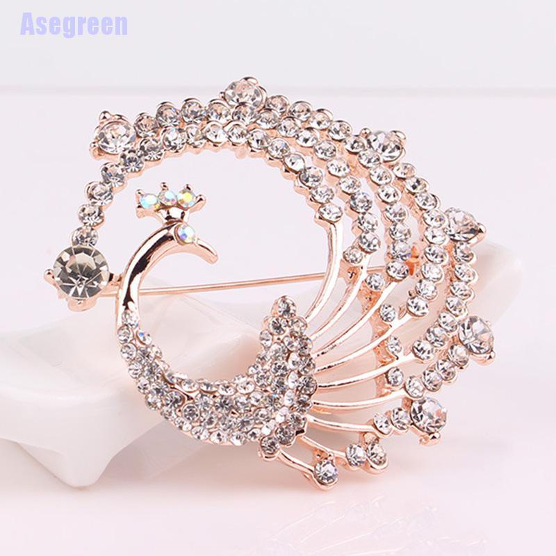 Trâm cài áo hình chú công đính đá pha lê thời trang dành cho nữ