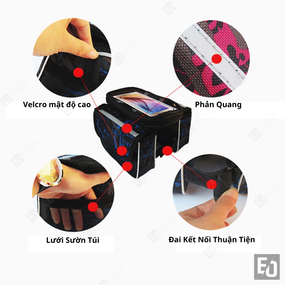 Túi Treo Xe Đạp Thể Thao Có Màn Hình Chống Nước,Đựng Vừa Điện Thoại 6,5inch Tặng Kèm Túi Chùm -EO.sportDZ
