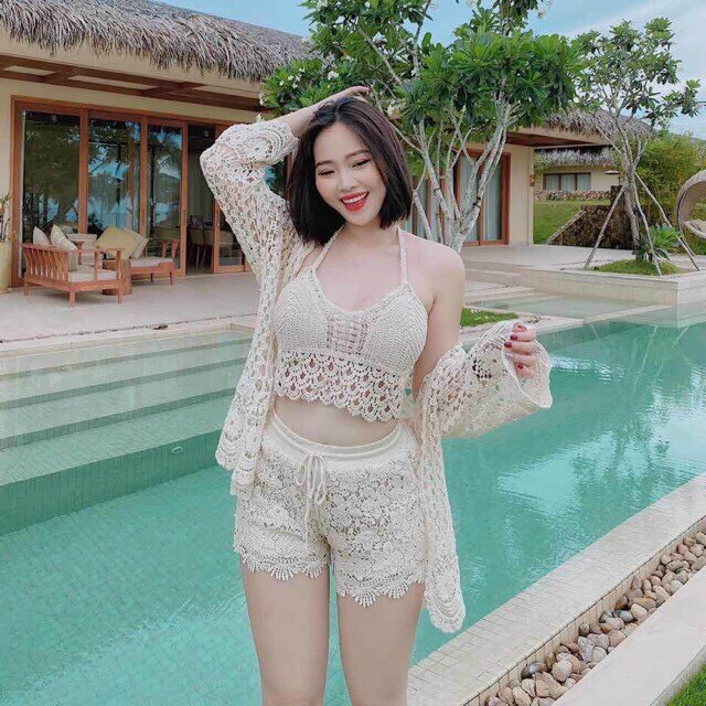 Set bikini 3 món kèm áo choàng đi biển | BigBuy360 - bigbuy360.vn