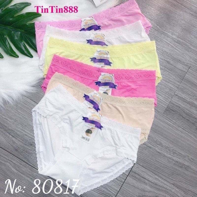 [ Bán Sỉ ] Bộ 10 quần thái lan viền ren _ Quần lót Lưng Cao cotton Nữ Trơn mịn 819
