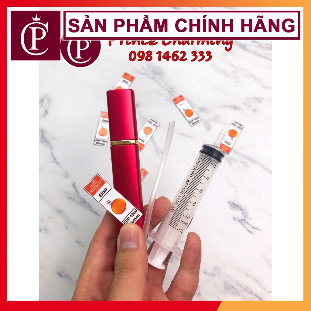 Combo Lọ + bộ chiết nước hoa: lọ chiết + Xi lanh Chiết + Tem dán