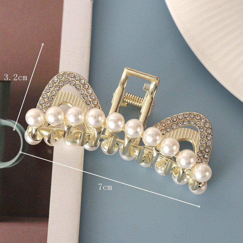 Kẹp tóc kim loại cao cấp đính đá, ngọc trai giả phong cách Hàn Quốc xinh xắn cho nữ K18