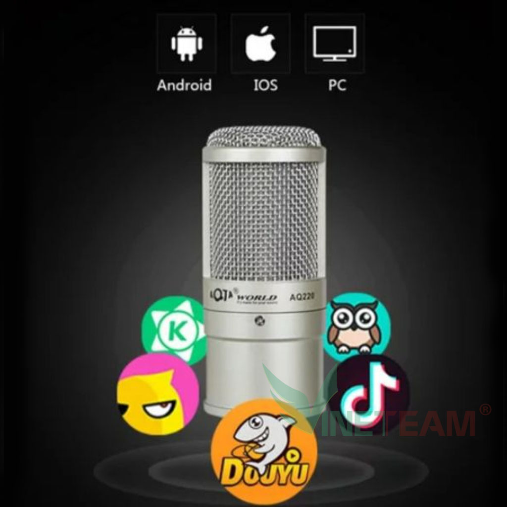 Micro livestream Karaoke AQ220 - Micro thu âm hát Live Stream cao cấp chính hãng AQTA chất âm trong, hút âm tốt -dc4386