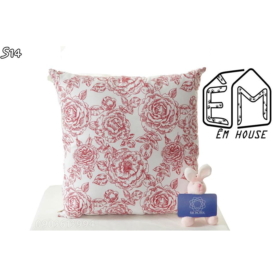 Vỏ gối Êm House tựa lưng sofa 40x40 các màu sọc và hoa