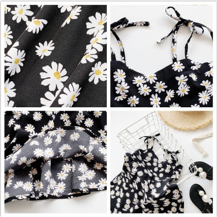 Baby Girls Dress Summer Korean lovely two-wire chrysanthemum flower pattern backless Dresses