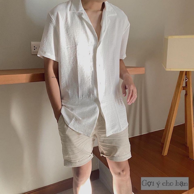 Áo sơmi nam ngắn tay cổ pijama | BigBuy360 - bigbuy360.vn