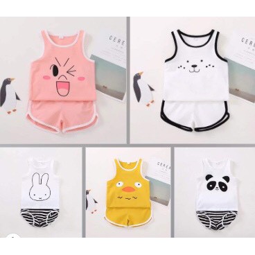 Bộ ba lỗ cotton 2 chiều mát mẻ họa tiết hình thú cho bé 4-15kg