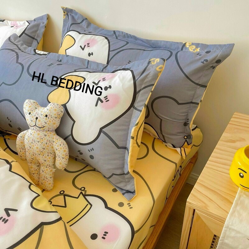 Bộ chăn ga Cotton poly thú cưng gấu vương niệm so sweet HL bedding chăn ga hàn quốc đủ màu đủ size miễn phí bo chun