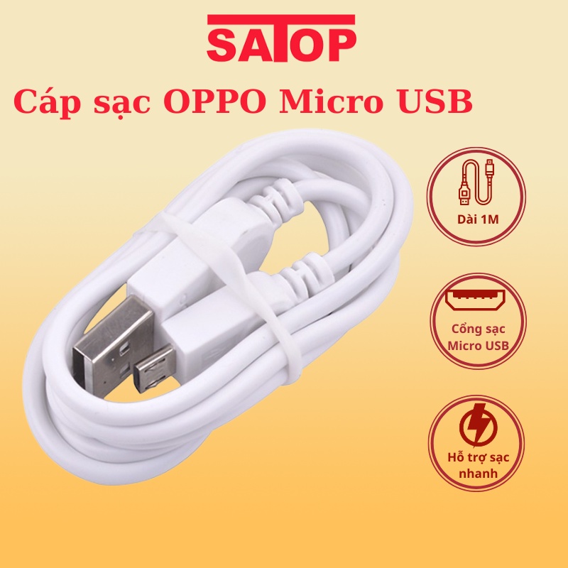 Dây cáp sạc OPPO cổng Micro USB hàng chính hãng dùng để coppy dữ liệu sạc điện thoại, tai nghe, loa bluetooth SATOP
