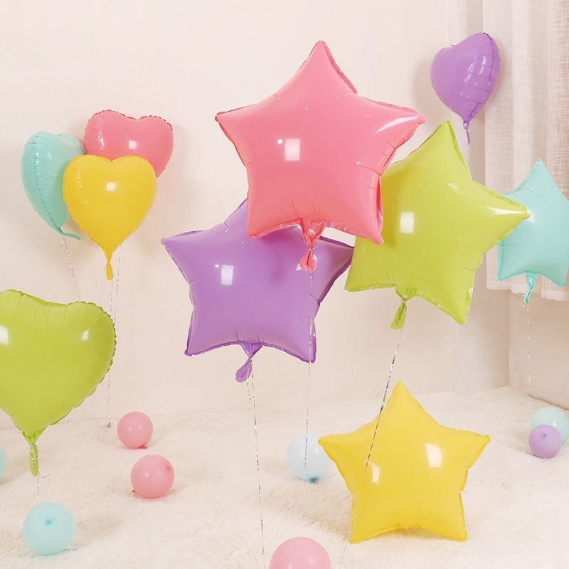Bong Bóng Nhôm 18 Inch Hình Ngôi Sao/Trái Tim/Trái Tim Nhiều Màu Trang Trí Tiệc Sinh Nhật