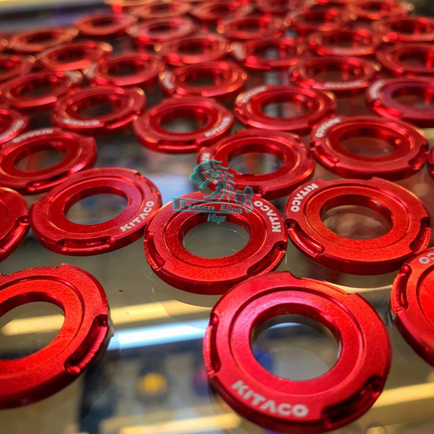 Lông đền đỏ nhôm cnc kitaco 6li 8li gắn dàn áo xe máy, mẫu dày cao cấp