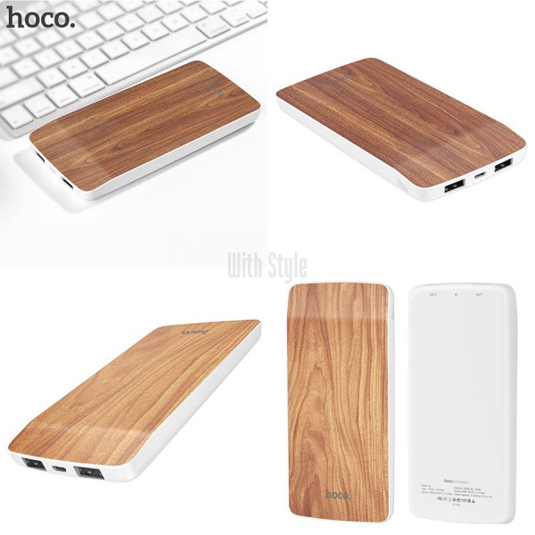 Pin dự phòng sạc nhanh 8.000mah HOCO J5 chính hãng thiết kế vân gỗ - Sạc dự phòng dùng được cho nhiều dòng điện thoại