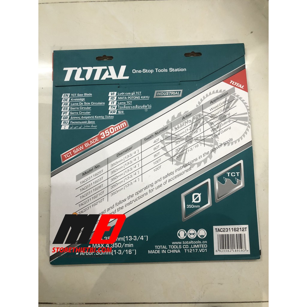 TAC23116212T Lưỡi cưa gỗ hợp kim TCT 120 răng 350mm (14&quot;) Total