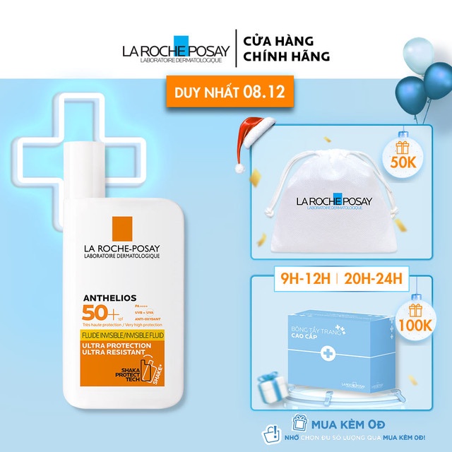 Kem chống nắng dạng sữa lỏng nhẹ không nhờn rít La Roche-Posay Anthelios Invisible Fluid SPF 50+ 50ml