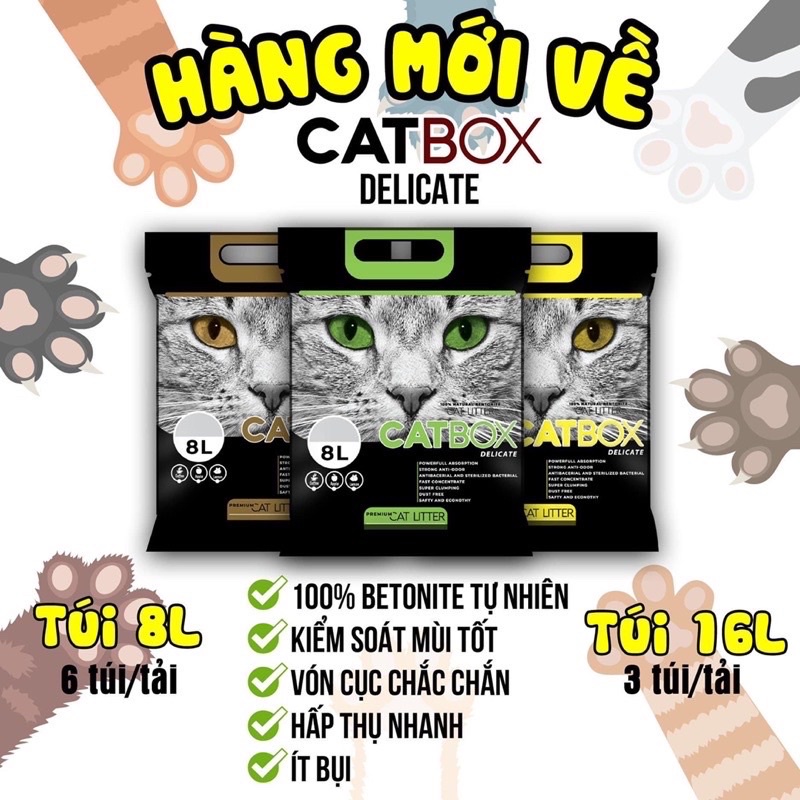 (Nhận sau 1h) Cát vệ sinh cho mèo CATBOX delicate 8l