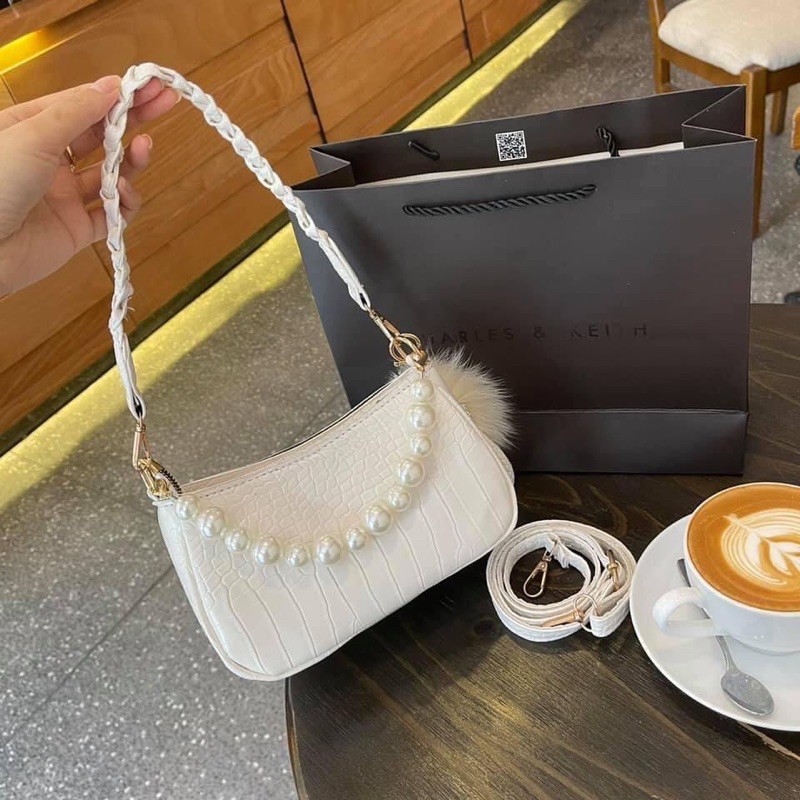 [Mã FAMAYWA2 giảm 10k đơn từ 50k] Túi Kẹp Nách Quai Tết Phối Dây Ngọc Bánh Bèo Có Dây Đeo Chéo | BigBuy360 - bigbuy360.vn