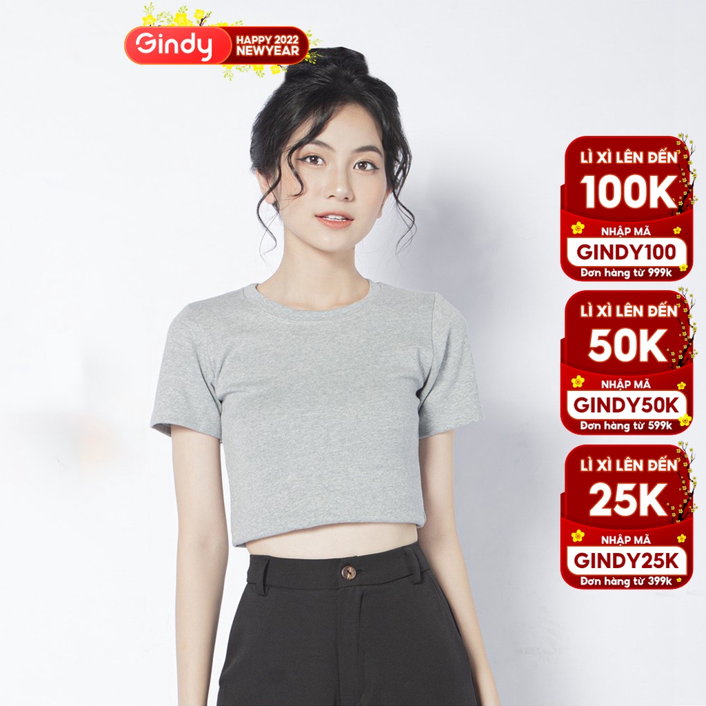 Áo croptop body thương hiệu GINDY kiểu ôm cổ tròn chất thun mịn thoáng mát phong cách trẻ trung A7003