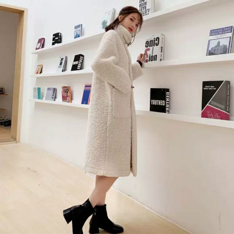 Áo khoác lông cừu dáng dài
