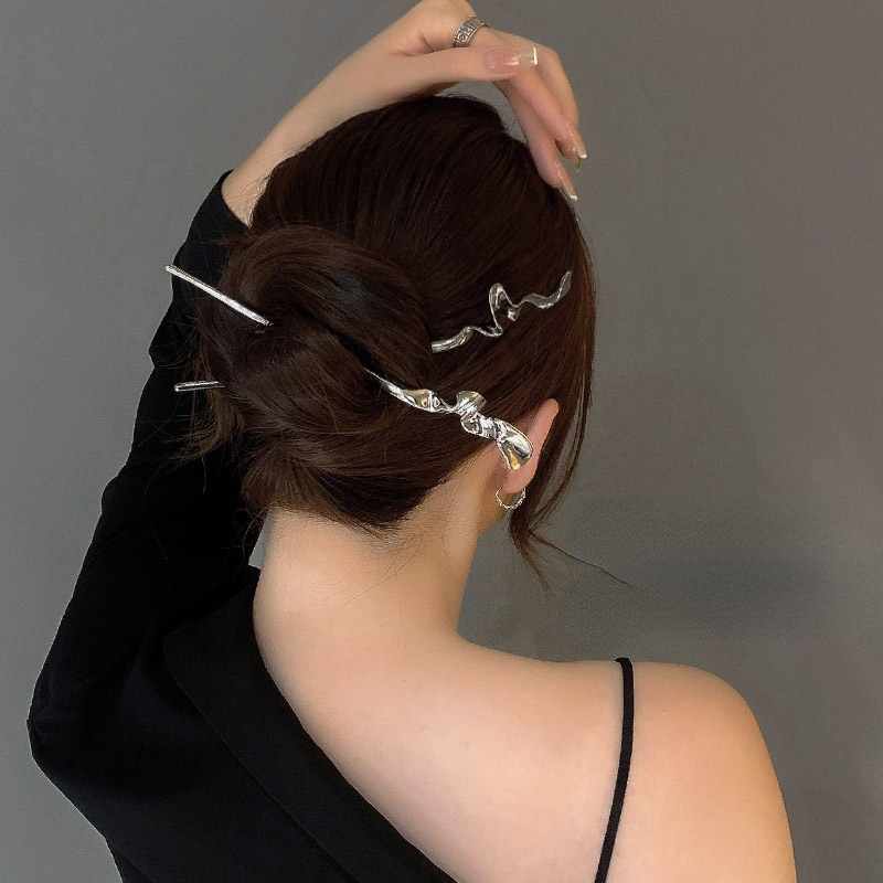 Kẹp Tóc Kim Loại Thiết Kế Đơn Giản Phong Cách Trung Hoa