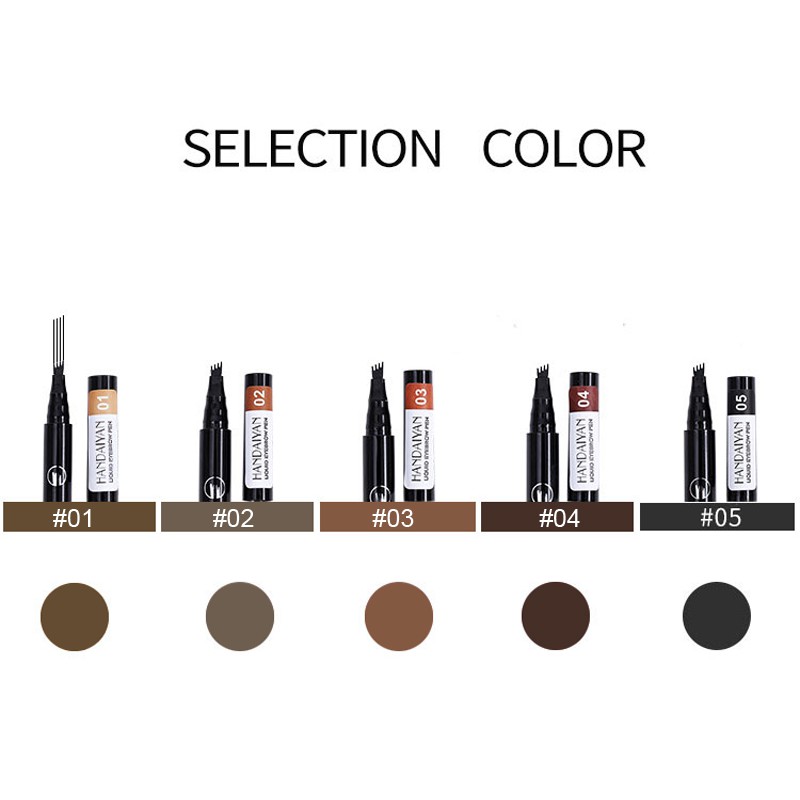 [Hàng mới về] Chì kẻ lông mày dạng lỏng HANDAIYAN thiết kế đầu cọ phân thành 4 nhánh tiện dụng
