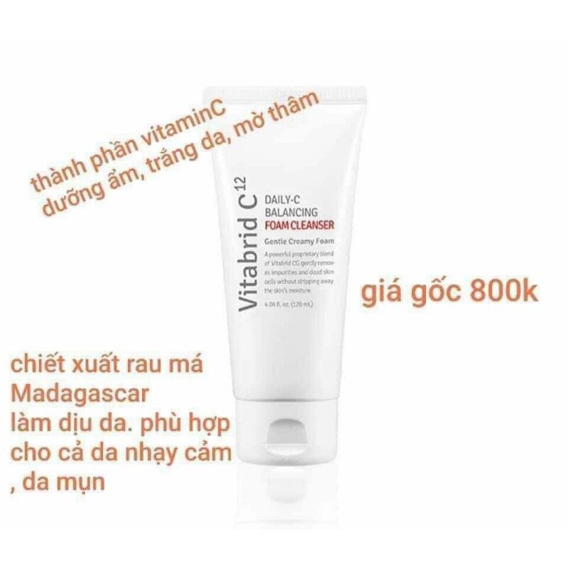 Sữa rửa mặt Vitamin C Daily-C Balancing Cleansing Foam trắng da mờ thâm