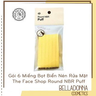 Gói 6 Miếng Bông Nén Rửa Mặt The Face Shop Round NBR Puff