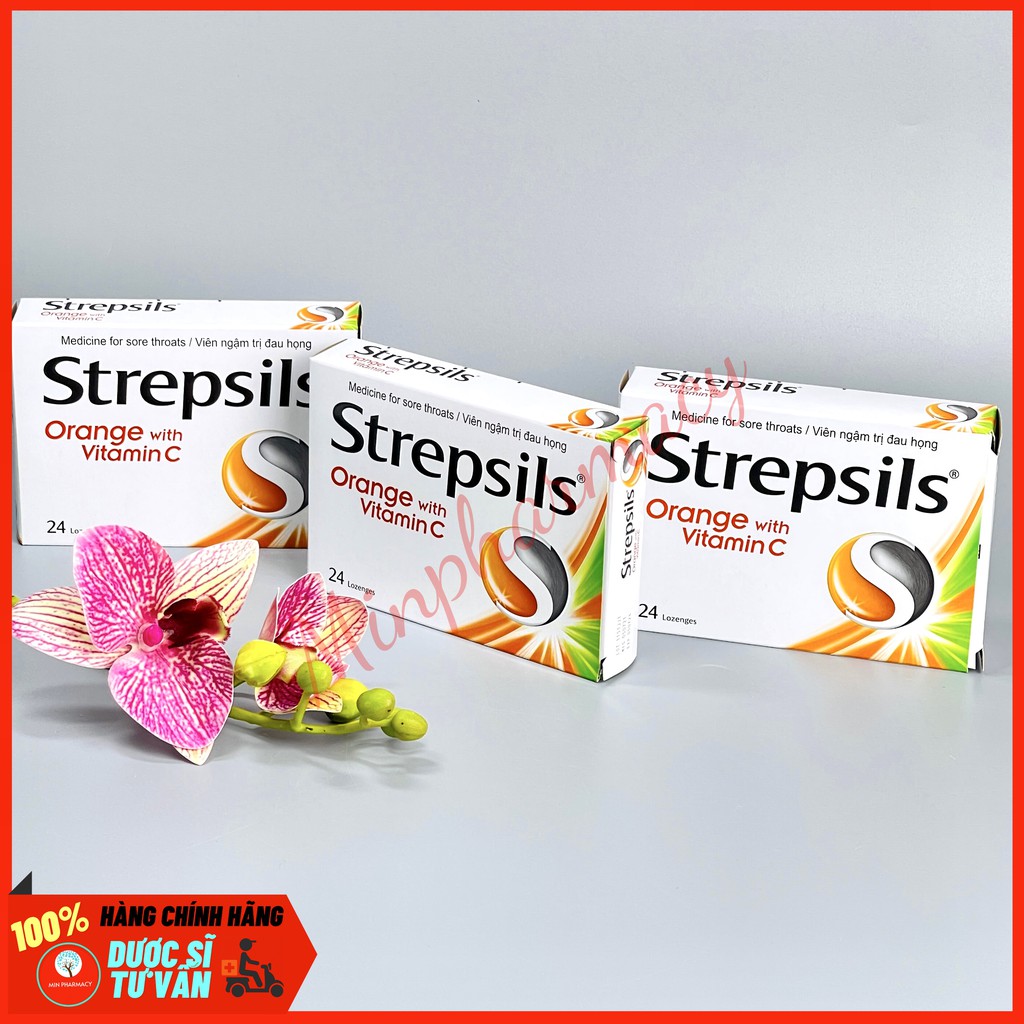 Kẹo ngậm Strepsils Orange with vitamin C (2 vỉ x 12 viên) - Minpharmacy