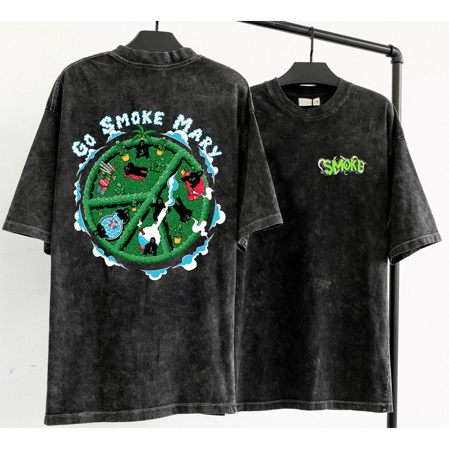 Áo thun tay lỡ Wash Xám đen Hip Hop phông Unisex nam nữ Cotton oversize form rộng