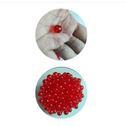 10/25/50gam hạt nhựa đỏ trong suốt size 8mm-10mm