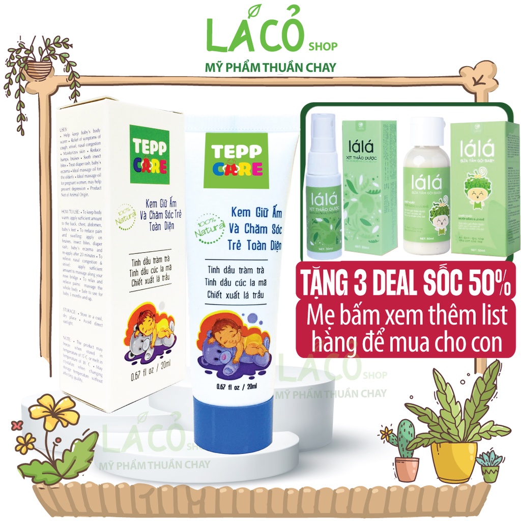 Kem giữ ấm bé TEPP CARE C'CHOI kem dưỡng ẩm cho bé chăm sóc cơ thể bé hiệu quả gấp 5 lần dầu khuynh diệp