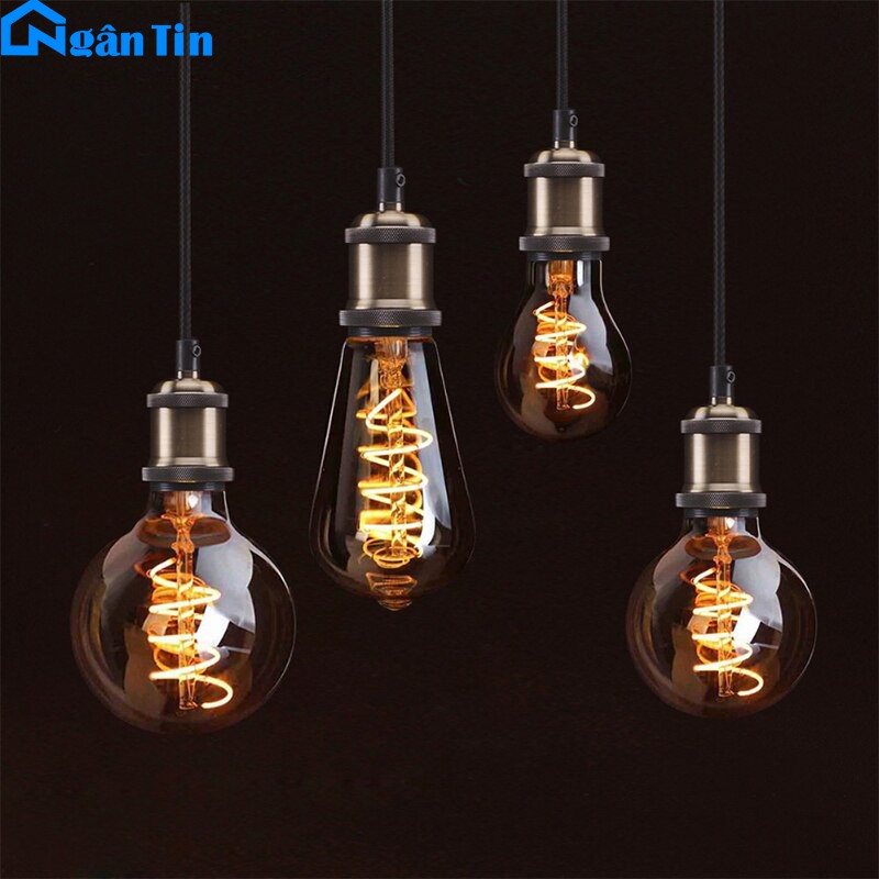 Bộ dây Led đèn thả đuôi đồng thả trang trí nhà quán cà phê E27 220V 40W Ngân Tin (Tặng kèm bóng đèn led edison 4w)